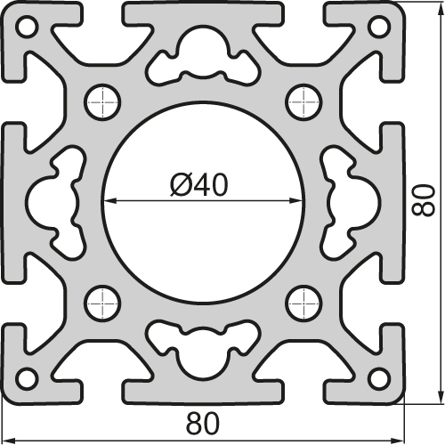 Aluminium profile 80x80 Round