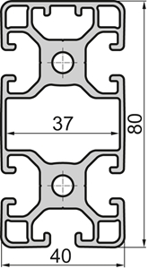 Aluminium profile Closed 40x80 5N Light