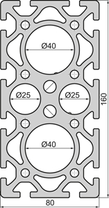 Aluminium profile 80x160 Round NV