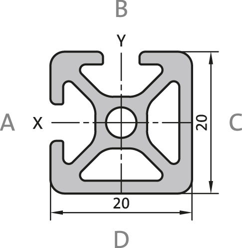 Aluminium profile 20x20 2N90