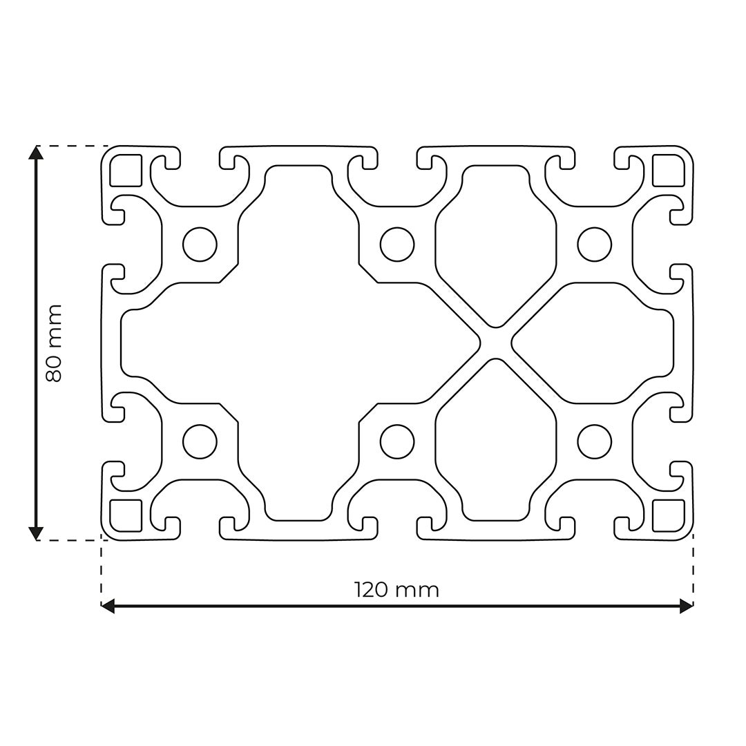 RP1190 aluminium profile 8 120x80 Light