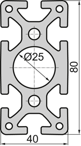 Aluminium profile 40x80