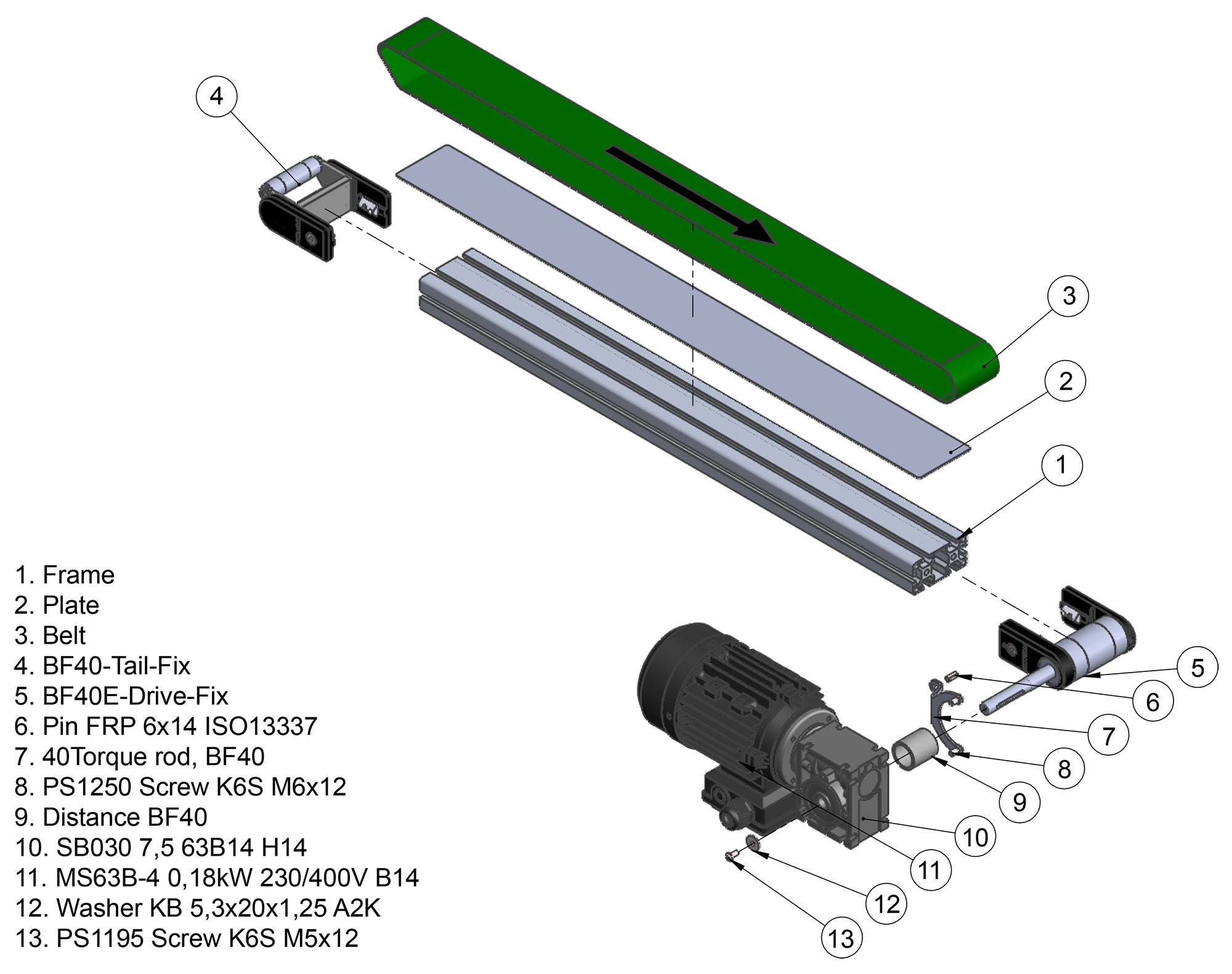 Belt Conveyor BF40 end drive