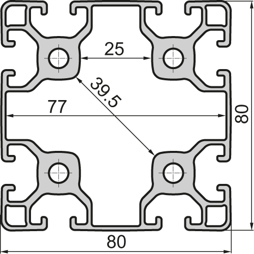 Aluminium profiles 80x80 light ?Type I