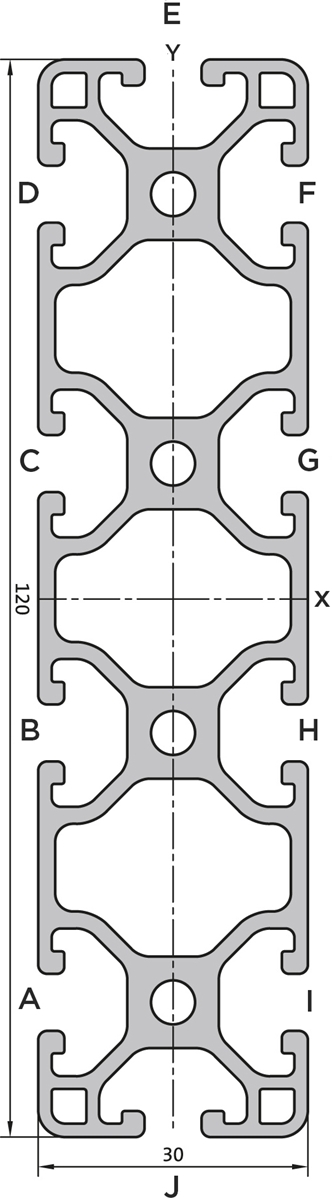 Aluminium profile 30x120 L