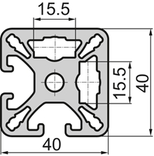 Aluminium profile Closed 40x40 2N 90°