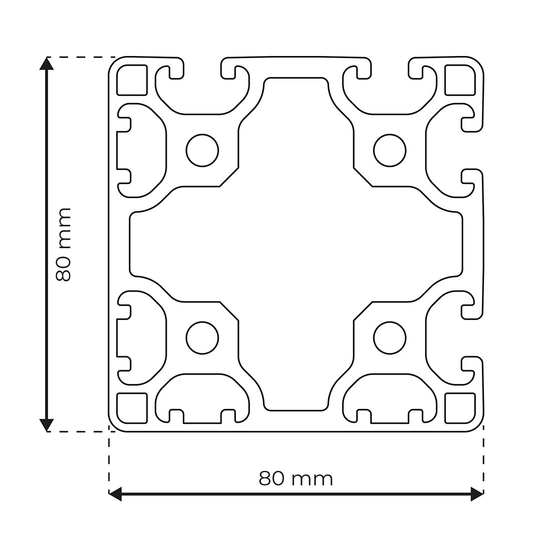 RP1165 aluminium profile 8 80x80 Light