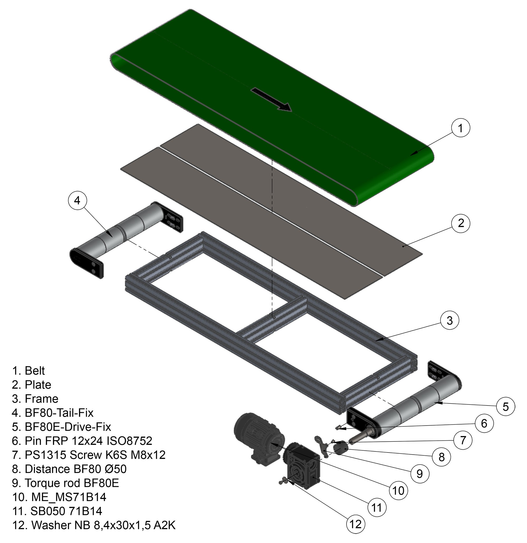 Belt Conveyor BF80 end drive