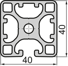 Aluminium profile Closed 40x40 1N Semi