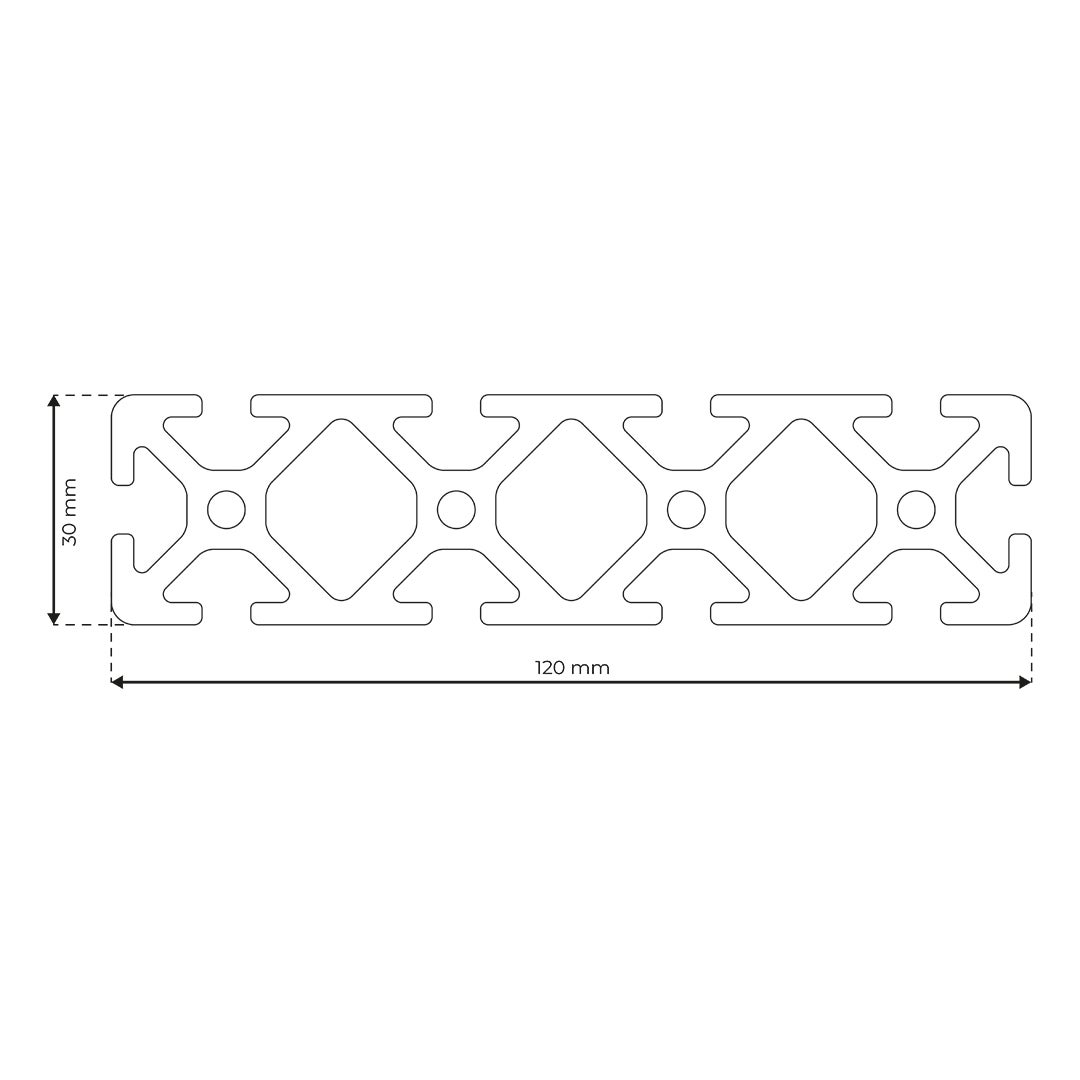 RP3030 aluminium profile 6 120x30 Normal