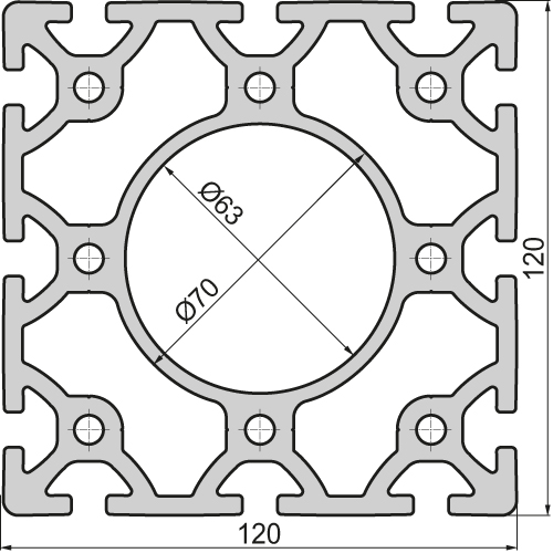 Aluminium profile 120x120