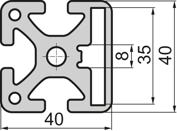 Aluminium profile Closed 40x40 3N