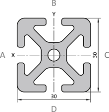 Aluminium profile 30x30