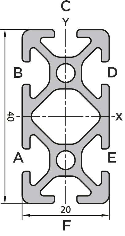 Aluminium profile 20x40