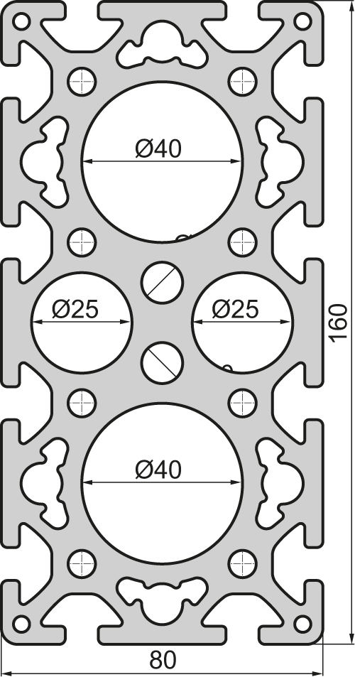 Aluminium profile 80x160 Round