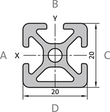 Aluminium profile 20x20 3N