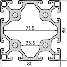 Aluminium profile 80x80 Semi