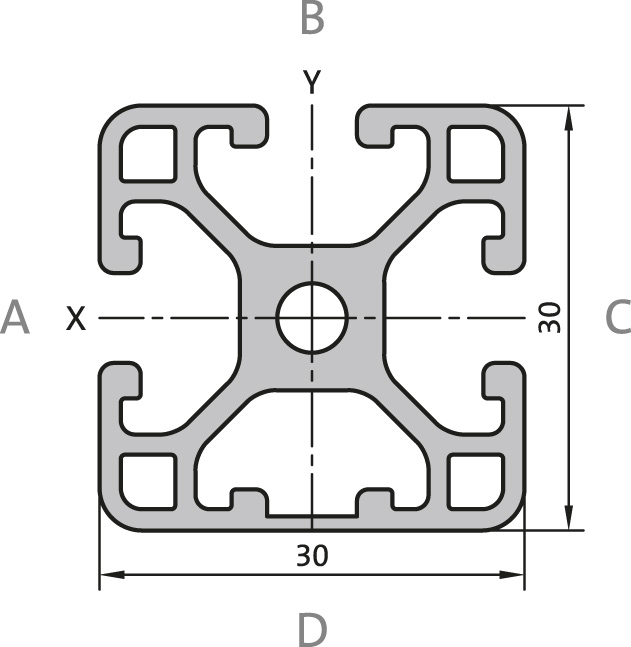 Aluminium profile 30x30 3NL