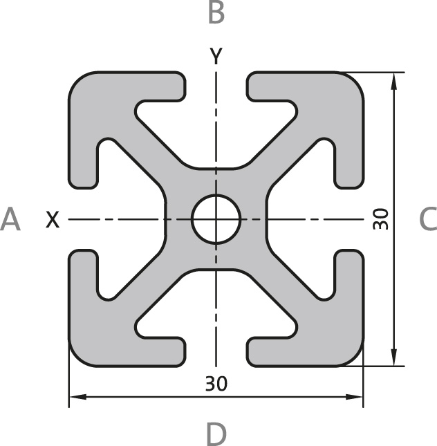 Aluminiumsprofil 30x30