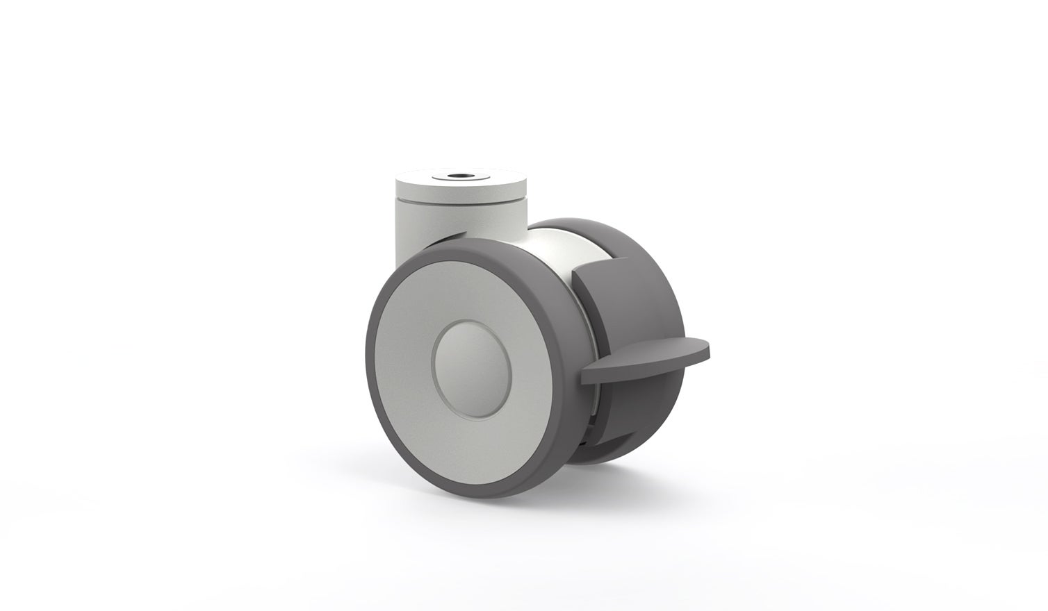 Swivel castor with total lock, bolt hole